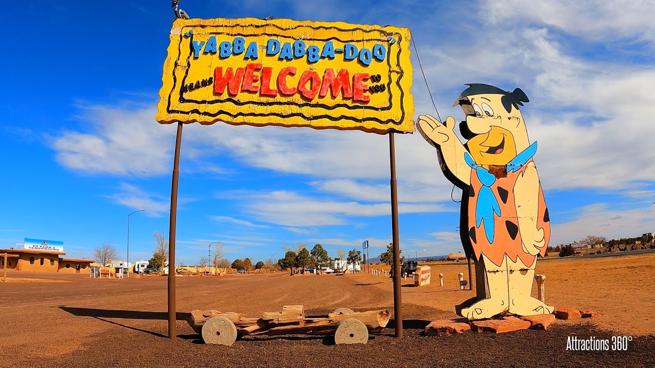 The Flintstones Land Tour - Weird Roadside Attraction - Flintstones Bedrock City 2021