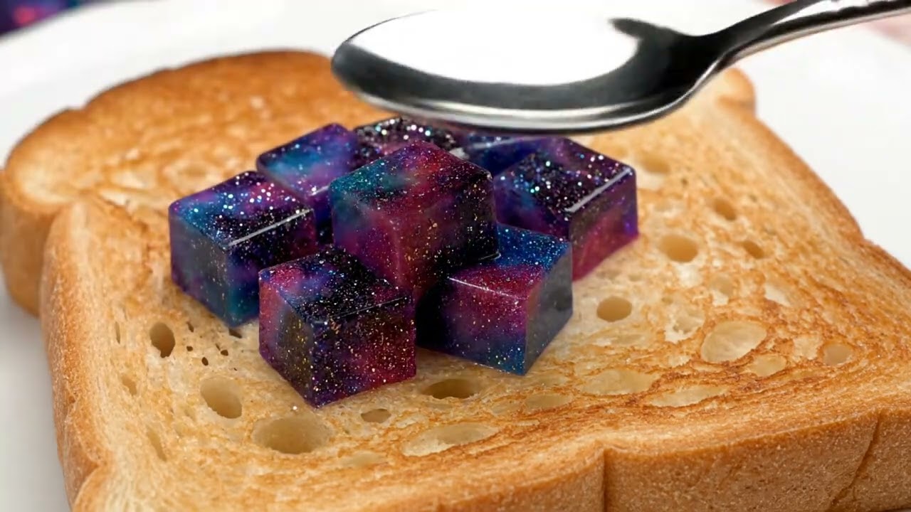 ASMR Crushing Hard Cubes on Toast with Spoon – Satisfying Slow Spread Macro