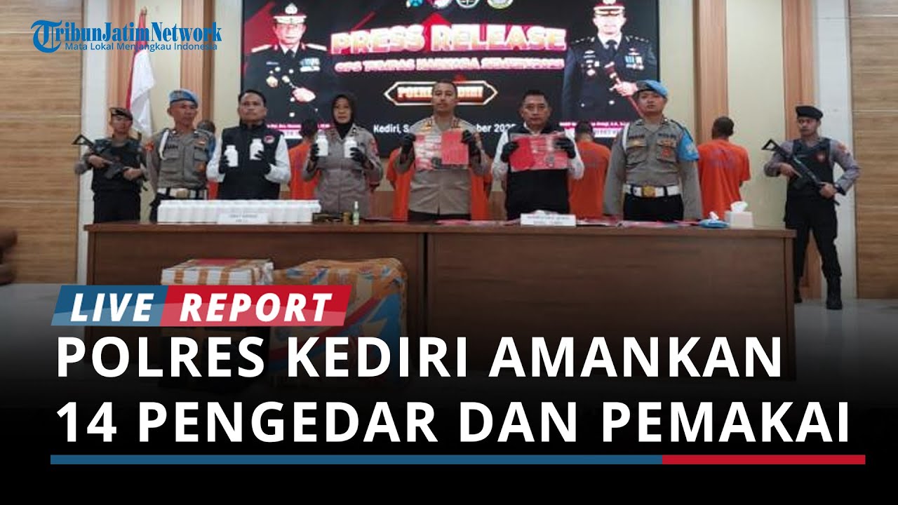 Polres Kediri Amankan 14 Orang Pengedar dan Pemakai, Barbuk Narkoba Capai Rp 300 Juta