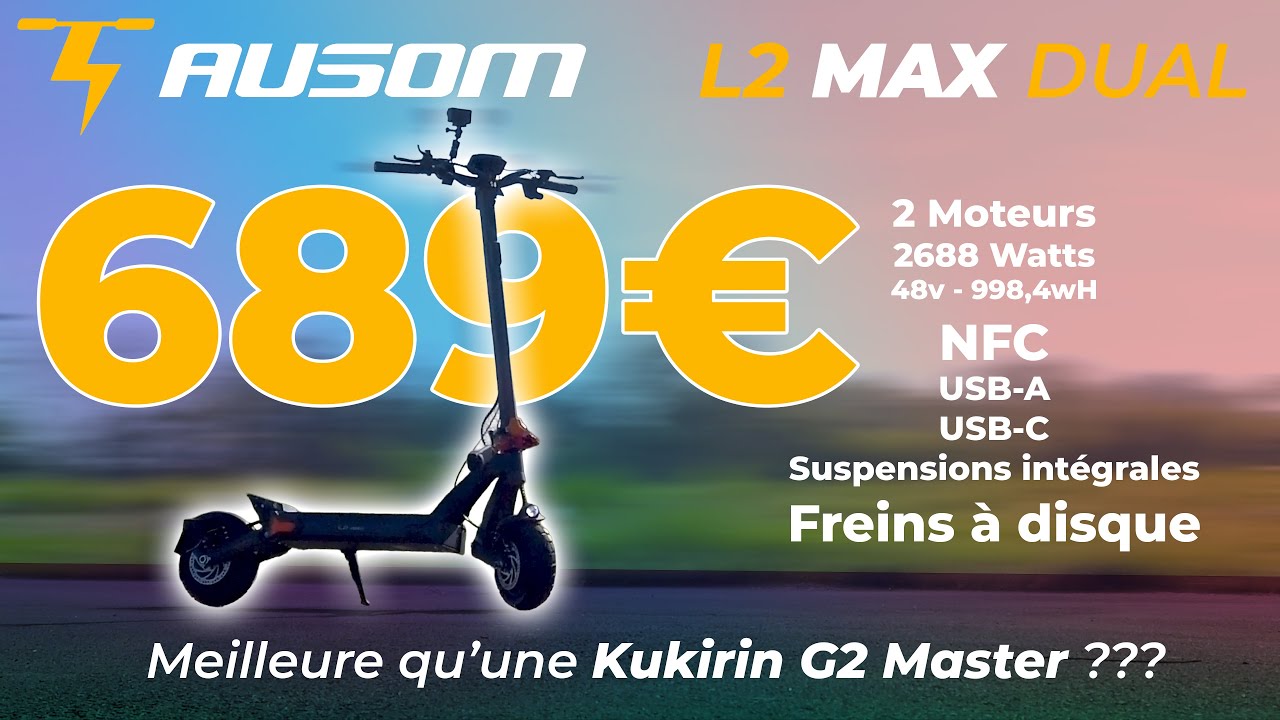 Ausom L2 Max Dual, cette trottinette électrique est une alternative à la Kukirin G2 Master !