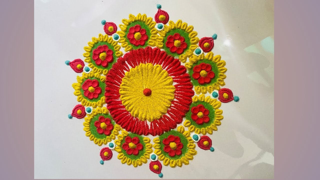 Beutiful Rangoli Design | Rangoli Design For Beginners | #rangoli #rangolidesigns #kolam #muggulu 