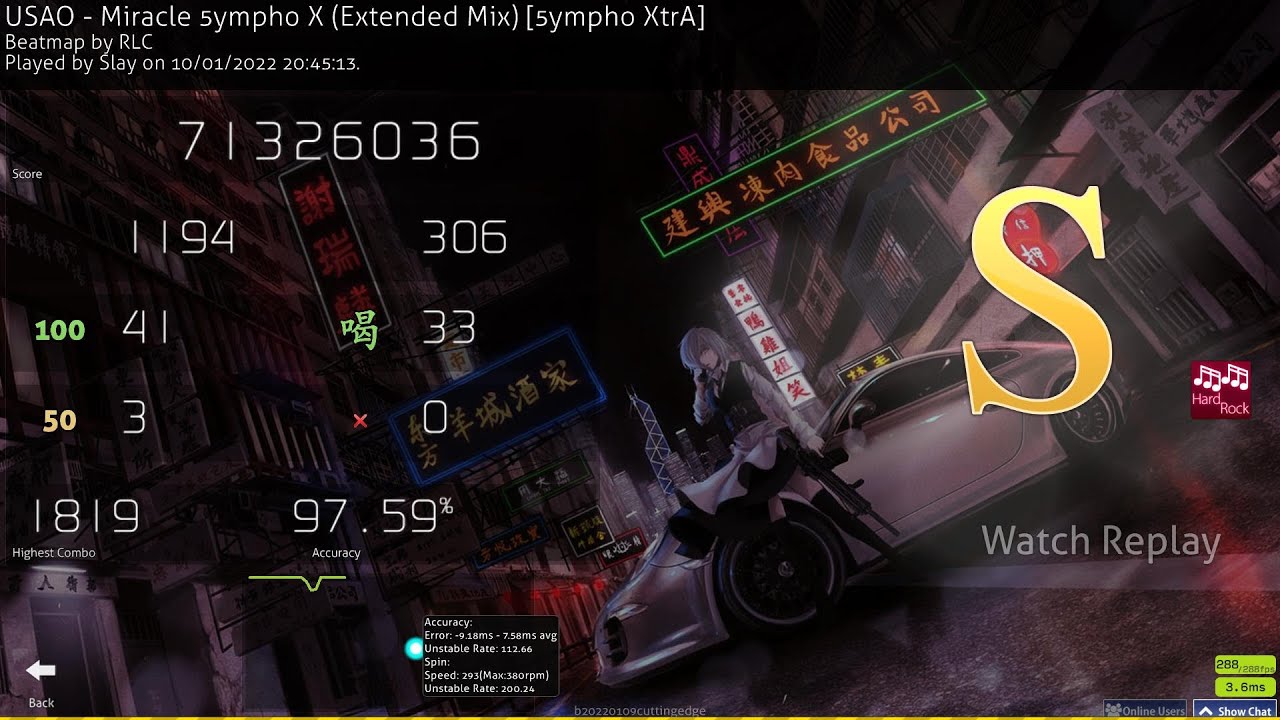 [osu!] USAO - Miracle 5ympho X (Extended Mix) [5ympho XtrA] +HR 97.59% FC