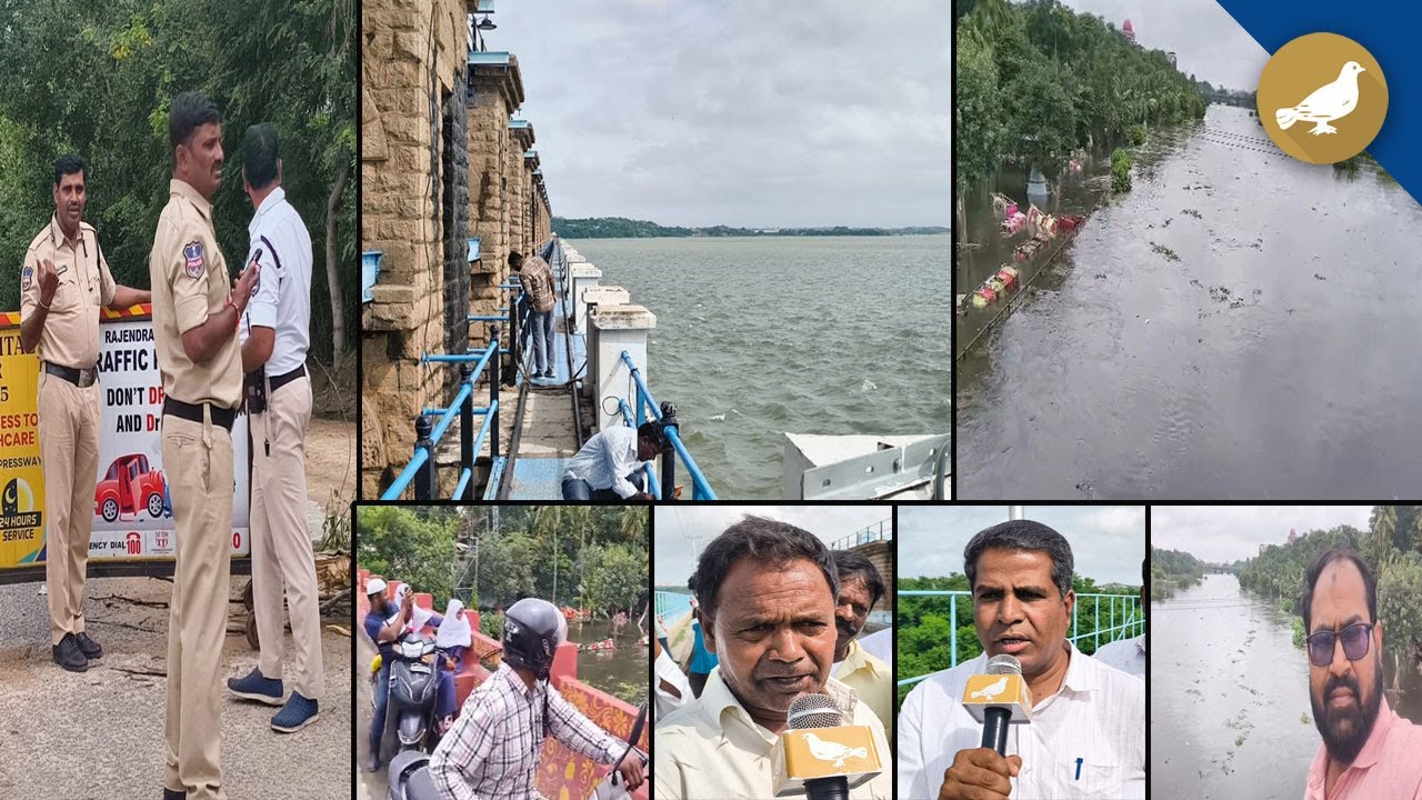 Musi River Swells to Brim After 10 gates lifted of Himayat sagar, Evacuation Warnings Issued
