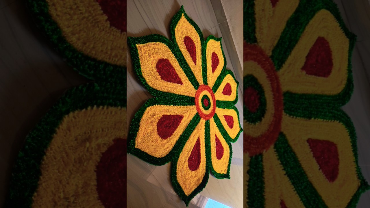 Multipurpose reusable woolen fur rangoli mat 