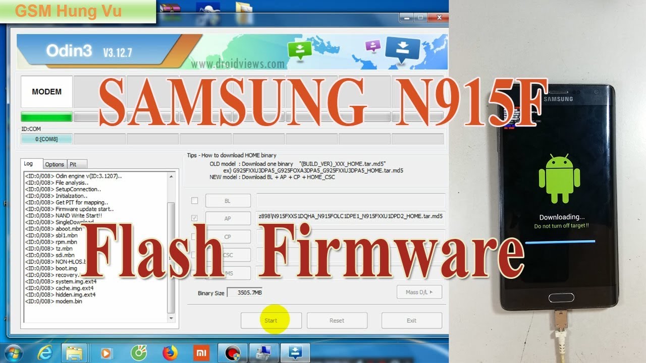 Flash Firmware Samsung Note Edge N915F by Odin 3.12.7.