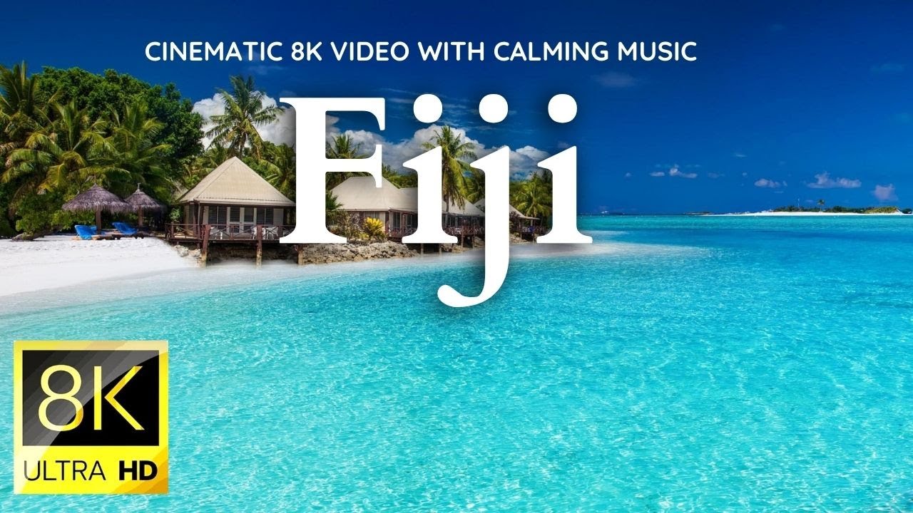 FIJI from the sky, relaxing music cinematic background 8K Video