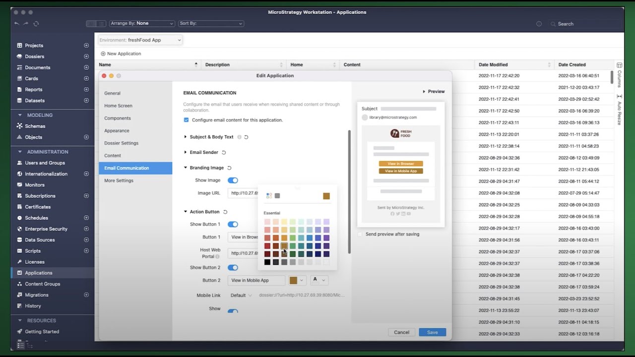Configure Email Notifications and Define Authentication Modes for Applications