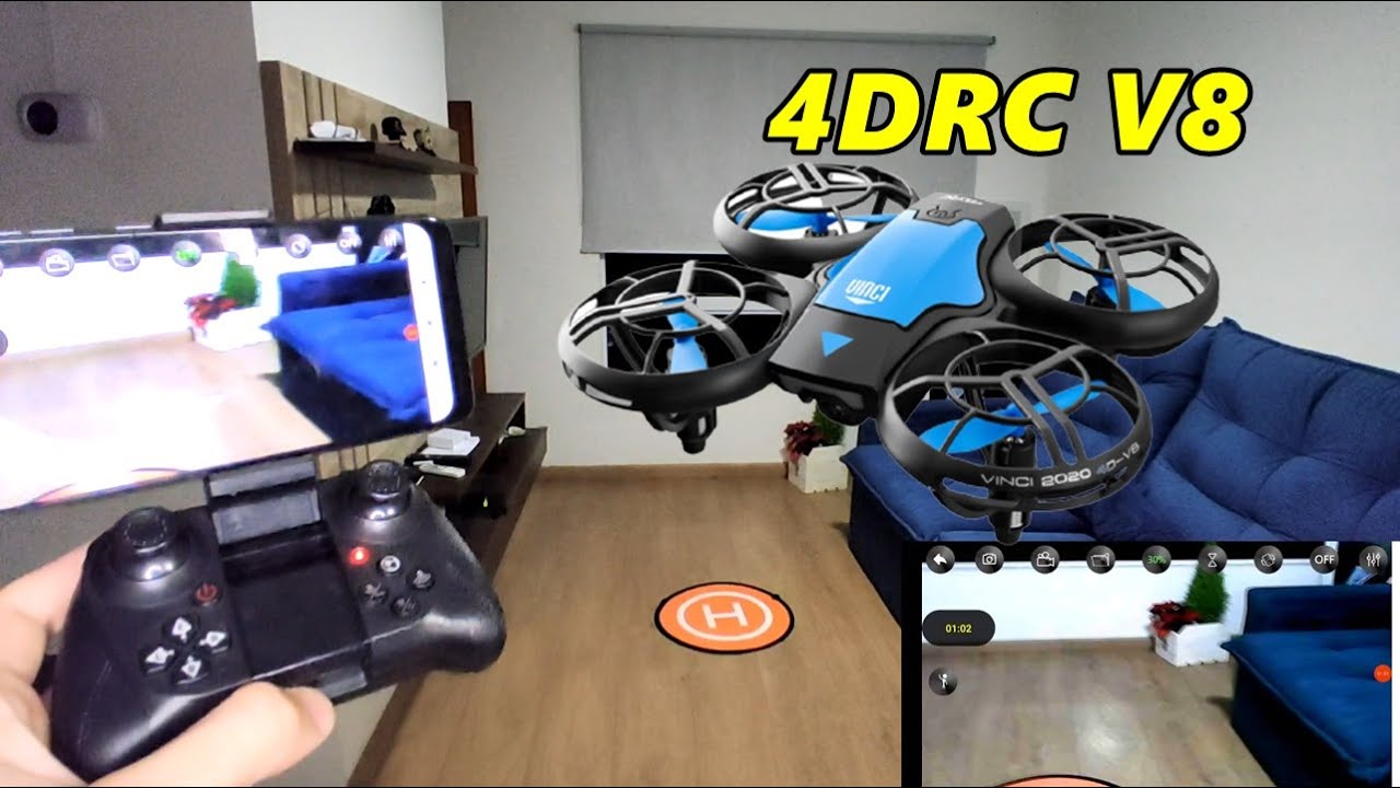 Drone 4DRC V8 Primeiro voo e testes - EXCELENTE DRONE COM SENSORES E CAMERA 4K