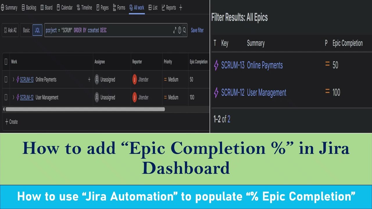📊Как добавить процент выполнения эпических задач на панель управления Jira | 🤖Правила автоматизац...