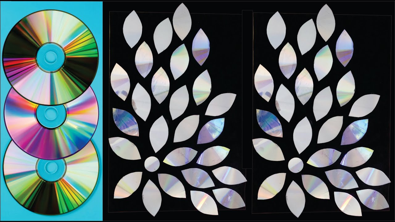 CUADRO DECORATIVO CON CDS RECICLADOS - IDEA DE DECORACIÓN DIY GENIALES Y BARATAS PARA HACER con CDs