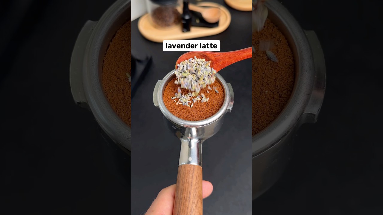 Making a latte with lavender buds