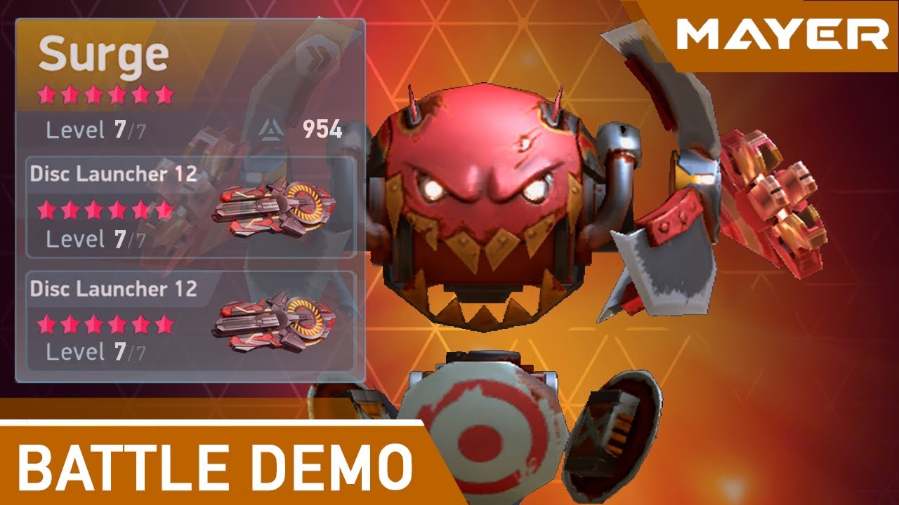 This guy clearly needs to be buffed. Surge and Disc Launcher 12 | Mech Arena: Robot Showdown