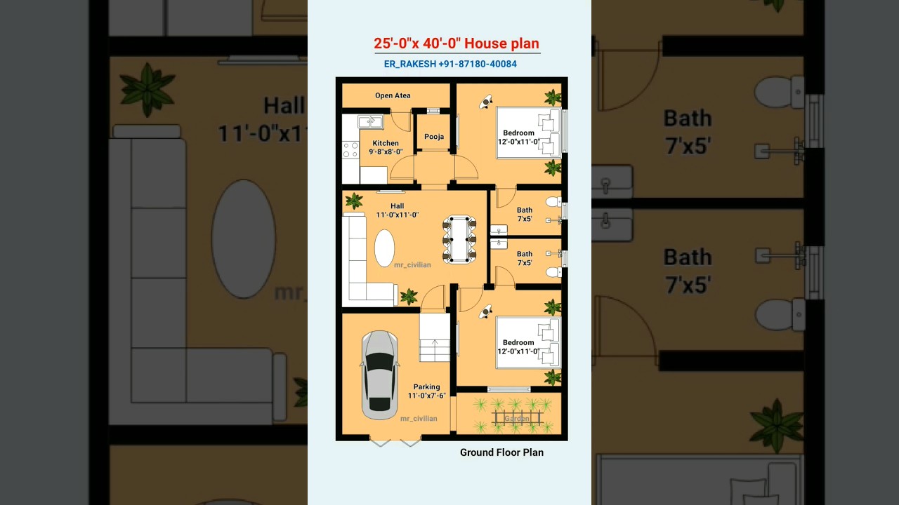 25*40 North Facing 2bhk House plan design #shorts #viral #floorplan #homeplan #homedesign #houseplan