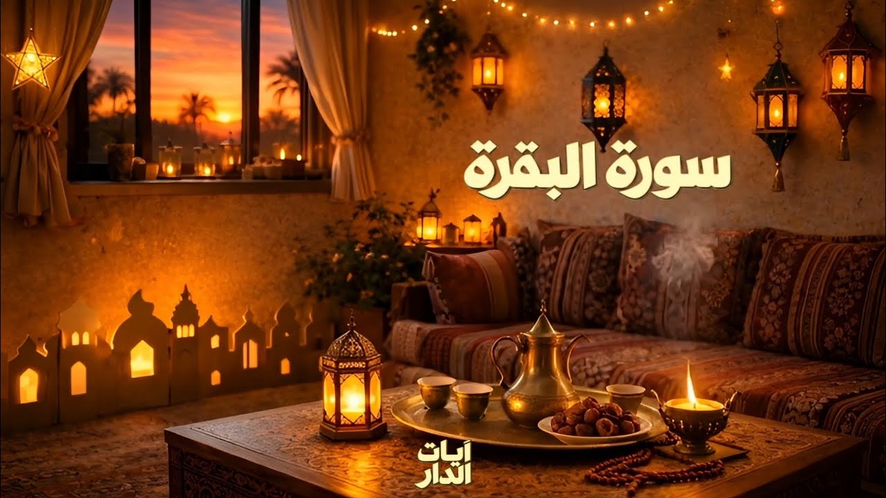 سورة البقرة كاملة بصوت الشيخ علي الحذيفي | تلاوة هادئة في أجواء رمضان 🌙