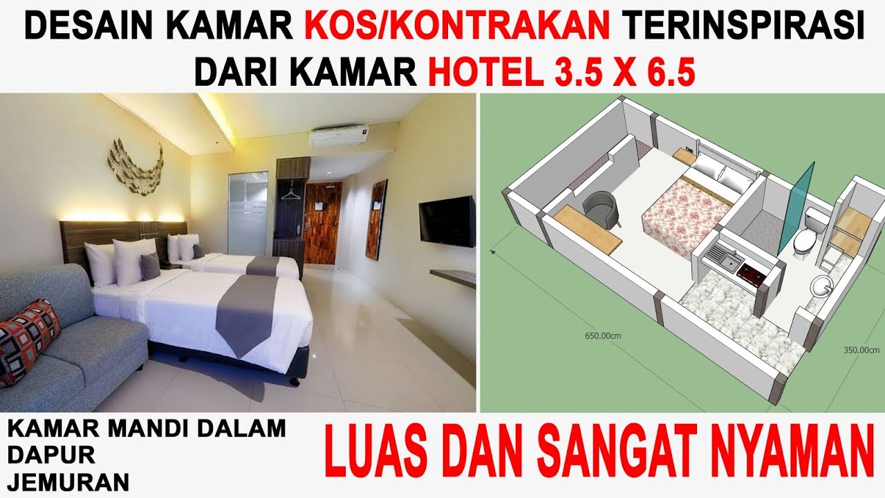 DESAIN KAMAR KOS / KONTRAKAN 3.5 X 6.5 || DIMODIFIKASI DARI KAMAR HOTEL