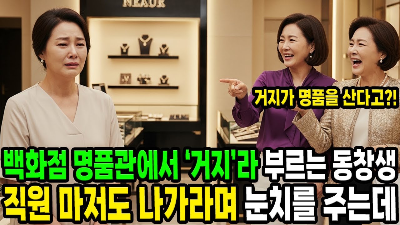 백화점 명품관에서 '거지'라고 부르는 동창생 직원 마저도 나가라며 눈치를 주는데