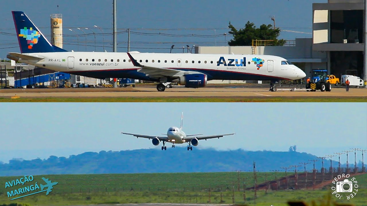 Pouso A319 LATAM e Decolagem EMBRAER E195 AZUL - Aeroporto de Maringá (MGF/SBMG) | Planespotting