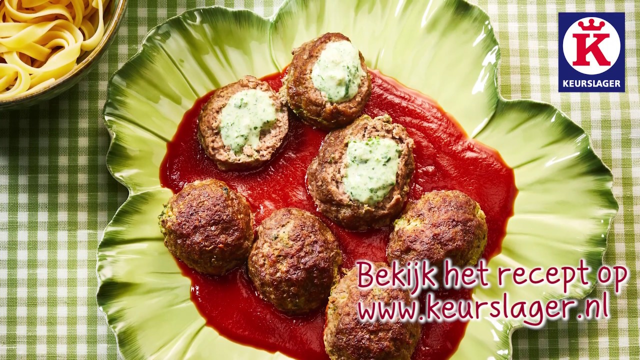 Keurslager recept: Gevulde gehaktballen met spinazie en roomkaas