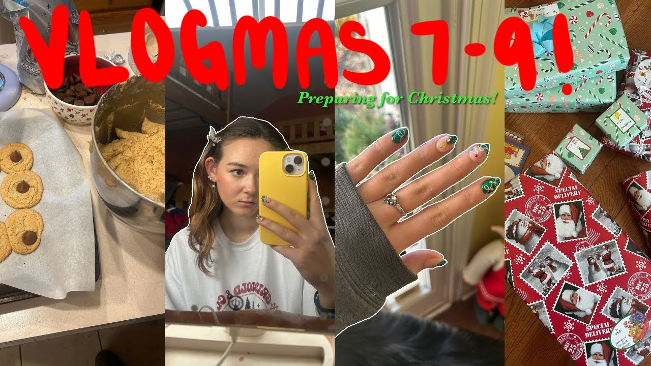 ❅Vlogmas day 7-9: baking cookies, wrapping, and Christmas nails!