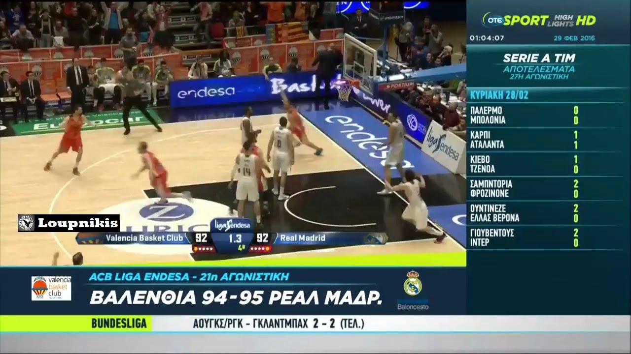 Sergio Llull Buzzer Beater Valencia vs Real 94-95