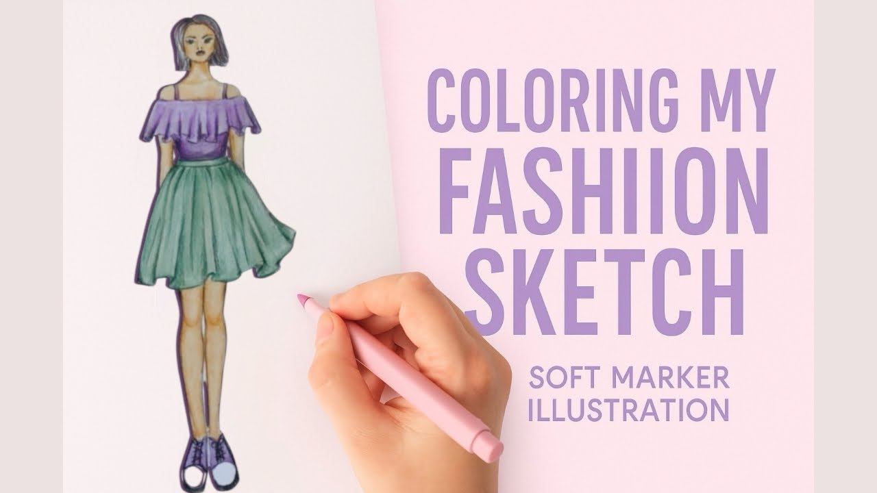 Colouring My Fashion Sketch | shading with markers and colour pencils 