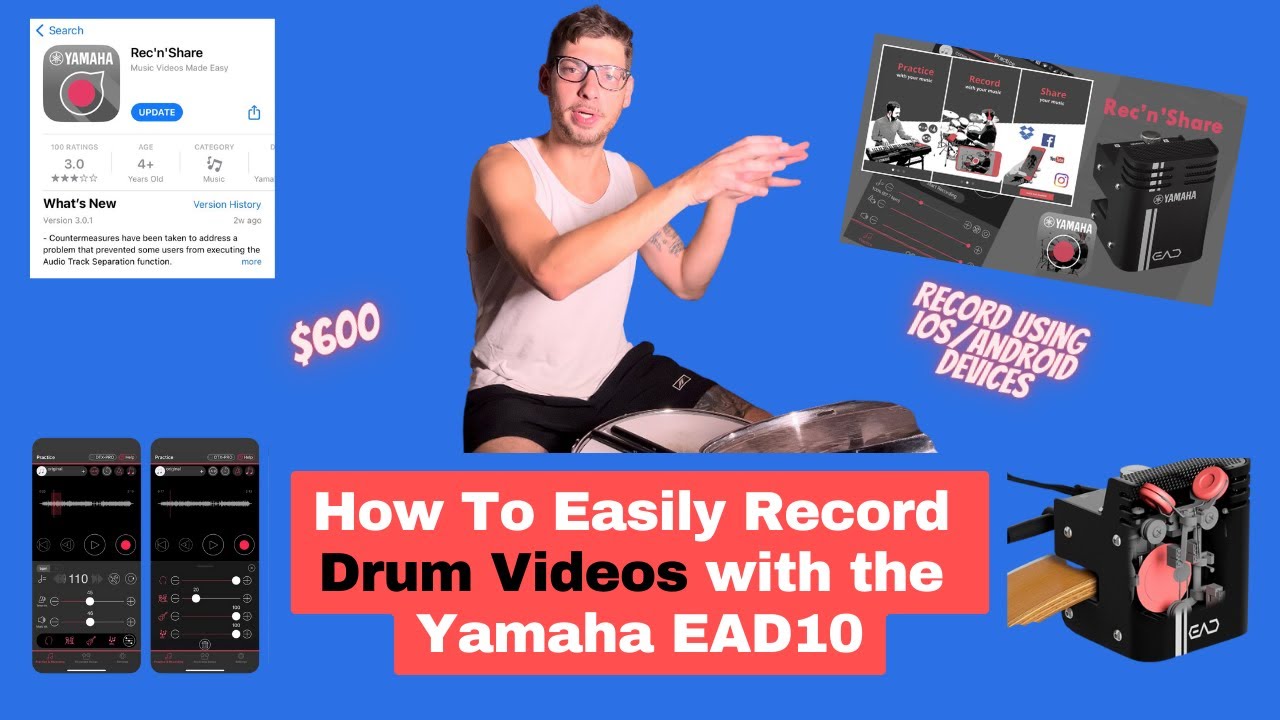 How To Record Drum Videos With Yamaha EAD10 and Rec'N' Share App (Easy Tutorial)