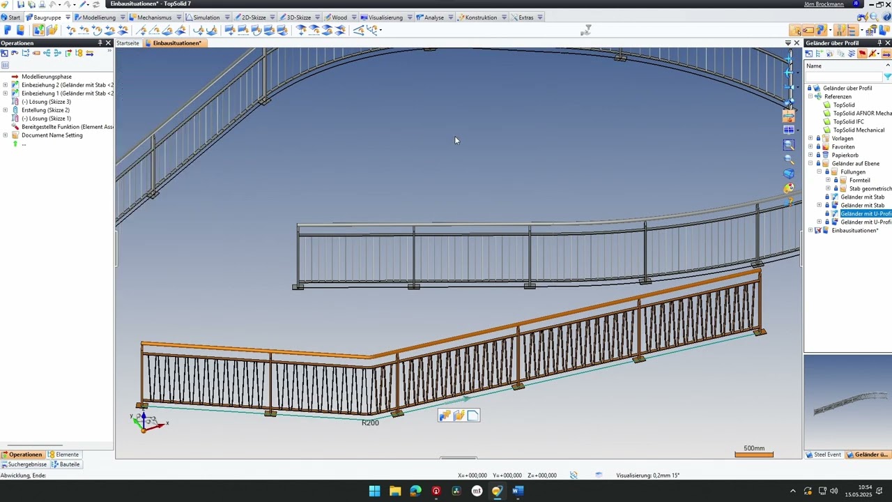 Automatisches Geländer über Profil mit TopSolid'Steel