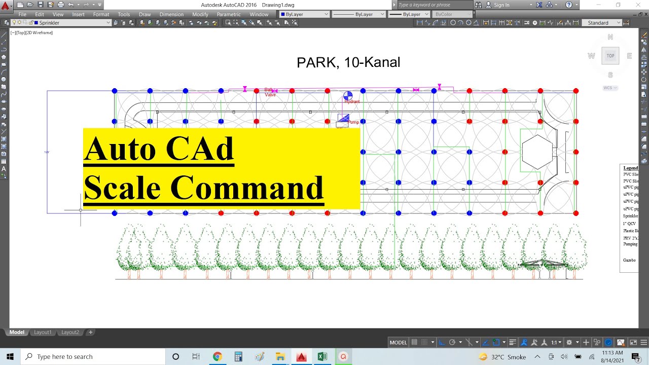 Auto CAD Learning. Lect 9. Scale Command. Irrigation design. Parks Design