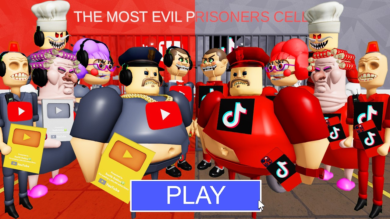 YOUTUBE Bosses Vs TIKTOK Bosses! BARRY'S PRISON RUN! #roblox #obby
