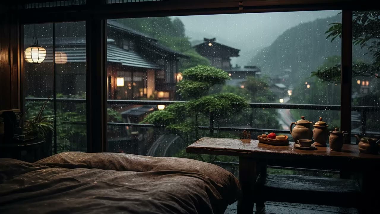 Relaxing Piano with Rain on the Window 🌧️ Peaceful Cozy Night Ambience for Stress Relief, Deep Sleep