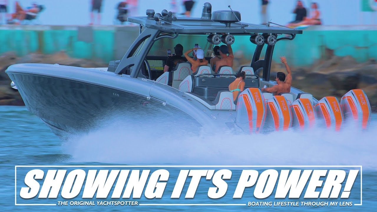 HEAR IT ROAR! MIDNIGHT EXPRESS QUINT 450R | HAULOVER INLET | THE YACHT AND BOAT CHANNEL