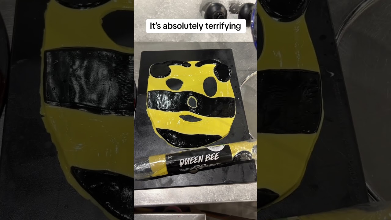 The Lush Queen bee face mask #lush #lushfacemask #facemask #fyp #lushqueenbee #funny #scary