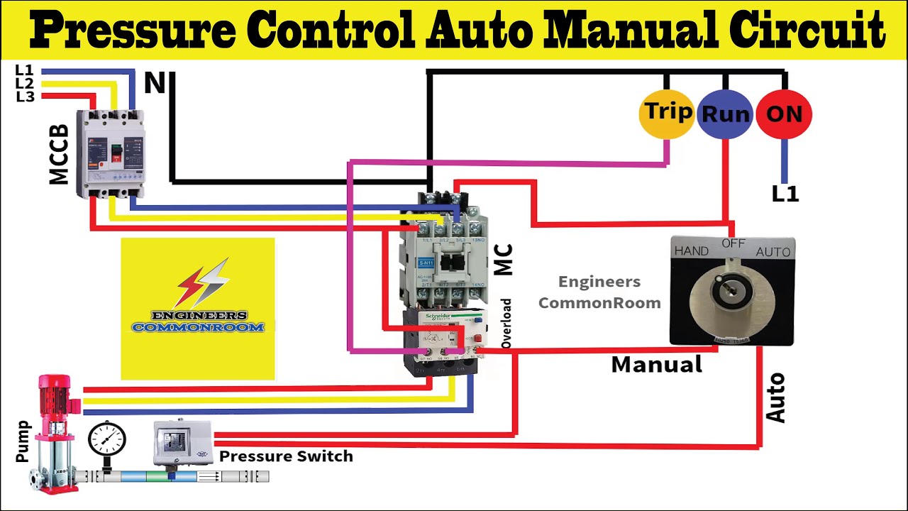 Pressure Control Auto Manual Circuit । Engineers CommonRoom । Electrical Circuit Diagram
