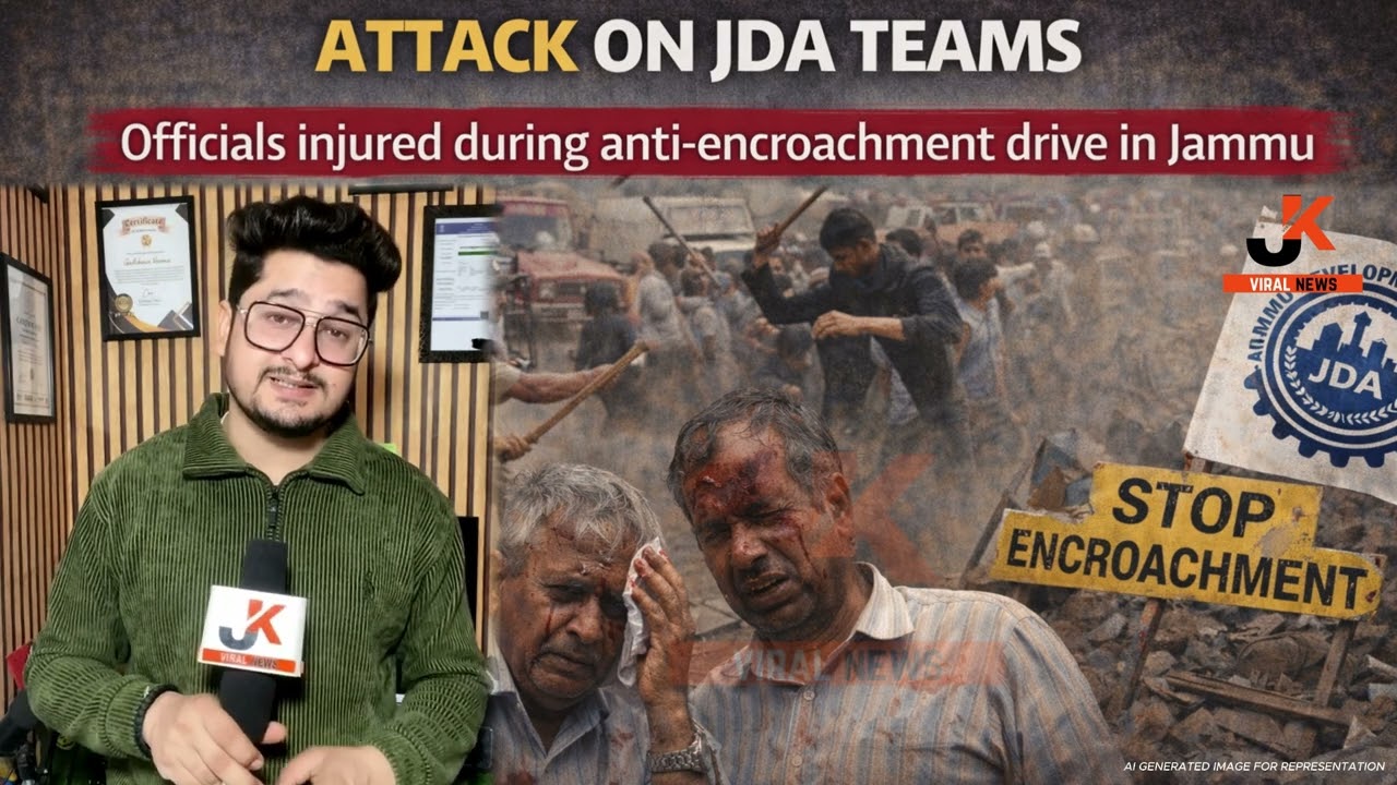 JDA team par हमला Jammu anti-encroachment drive mein officials घायल।