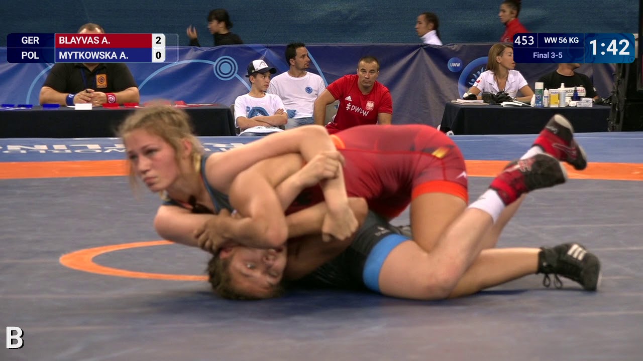BRONZE WW - 56 kg: A. BLAYVAS (GER) df. A. MYTKOWSKA (POL) by VPO1, 6-1