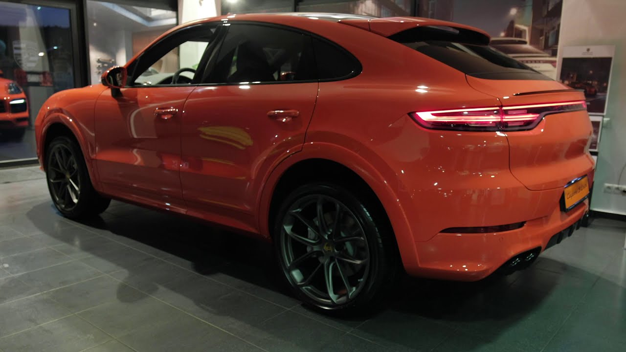 Porsche Cayenne Coupe in Lava orange Color.