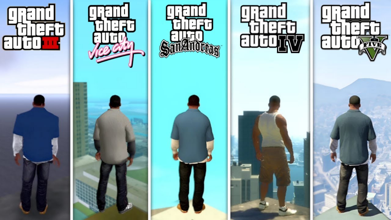 Franklin Jumping From Highest Point in All GTA Games (GTA 3 → GTA 5)