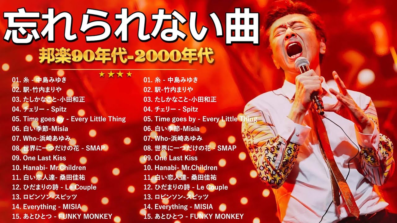 サザンオールスターズというバンドのミリオンセラーヒット曲✨40〜50代必聴の懐メロ🎸心に響く90年代バラード🎸切なくて懐かしいJ POPメドレー💿ZARD,スピッツ,MISIA, 桑田佳祐