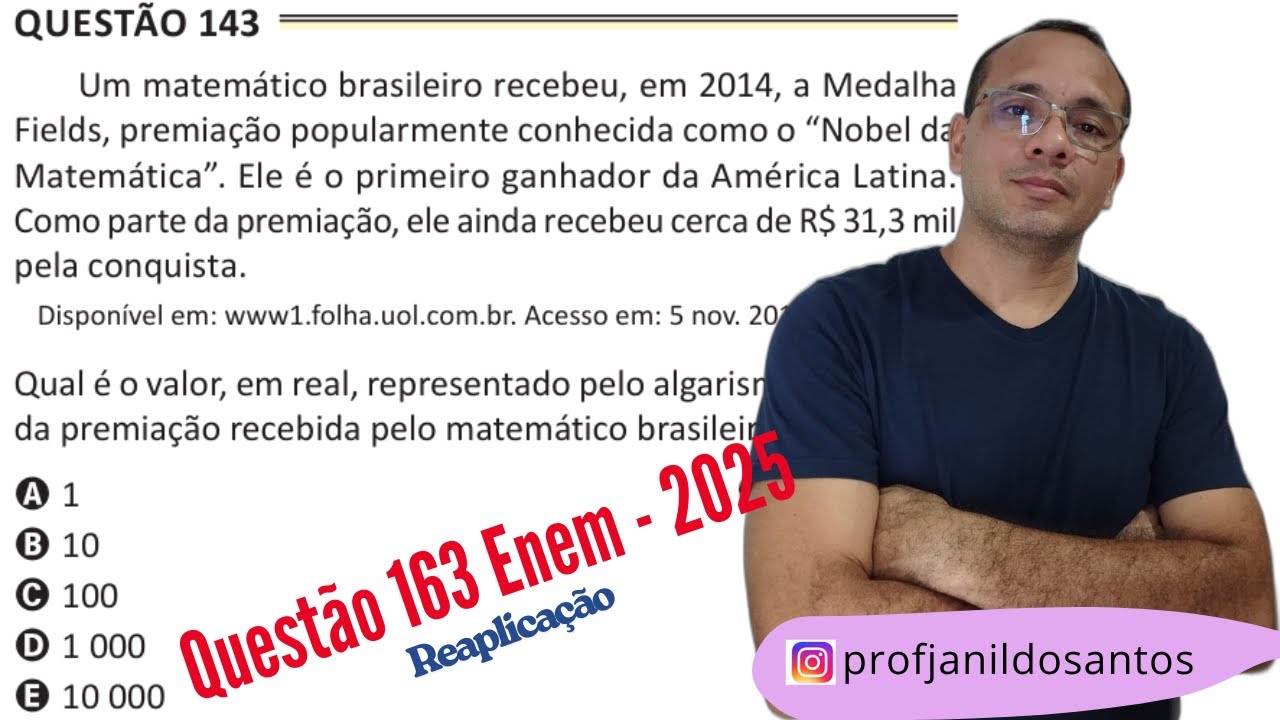 Questão de notação científica Enem 2025 - prova de reaplicação.