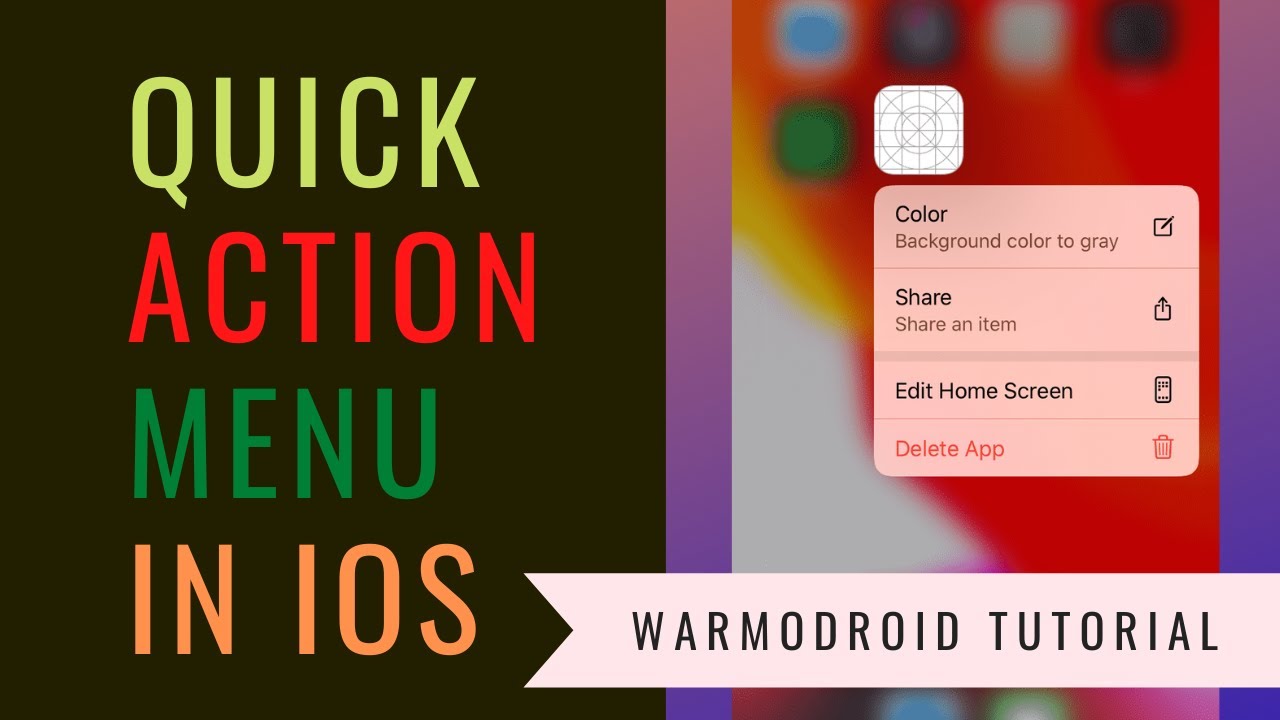 Learn how to implement Quick action menu in iOS || Tutorial for beginners