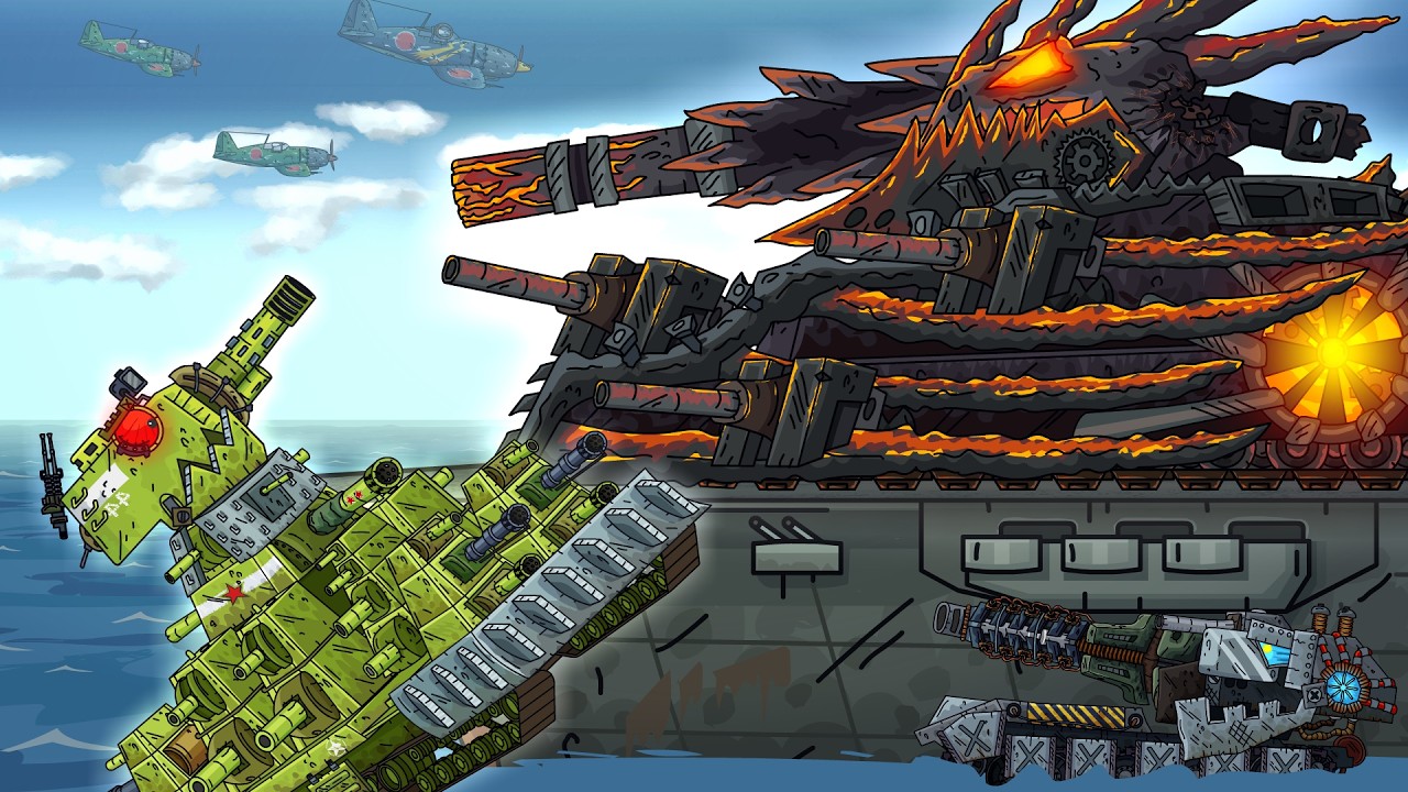 KV-44 VS JAPANESE NAVY! Leviathan restrained the iron monster - Cartoons about tanks