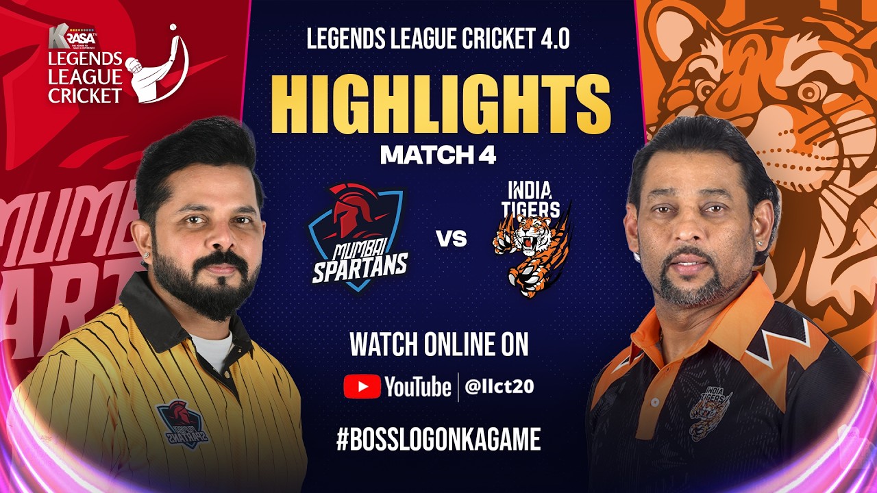 Highlights : Mumbai Spartans VS India Tigers | Legends League Cricket 2026 | LLC T20 | Match 4