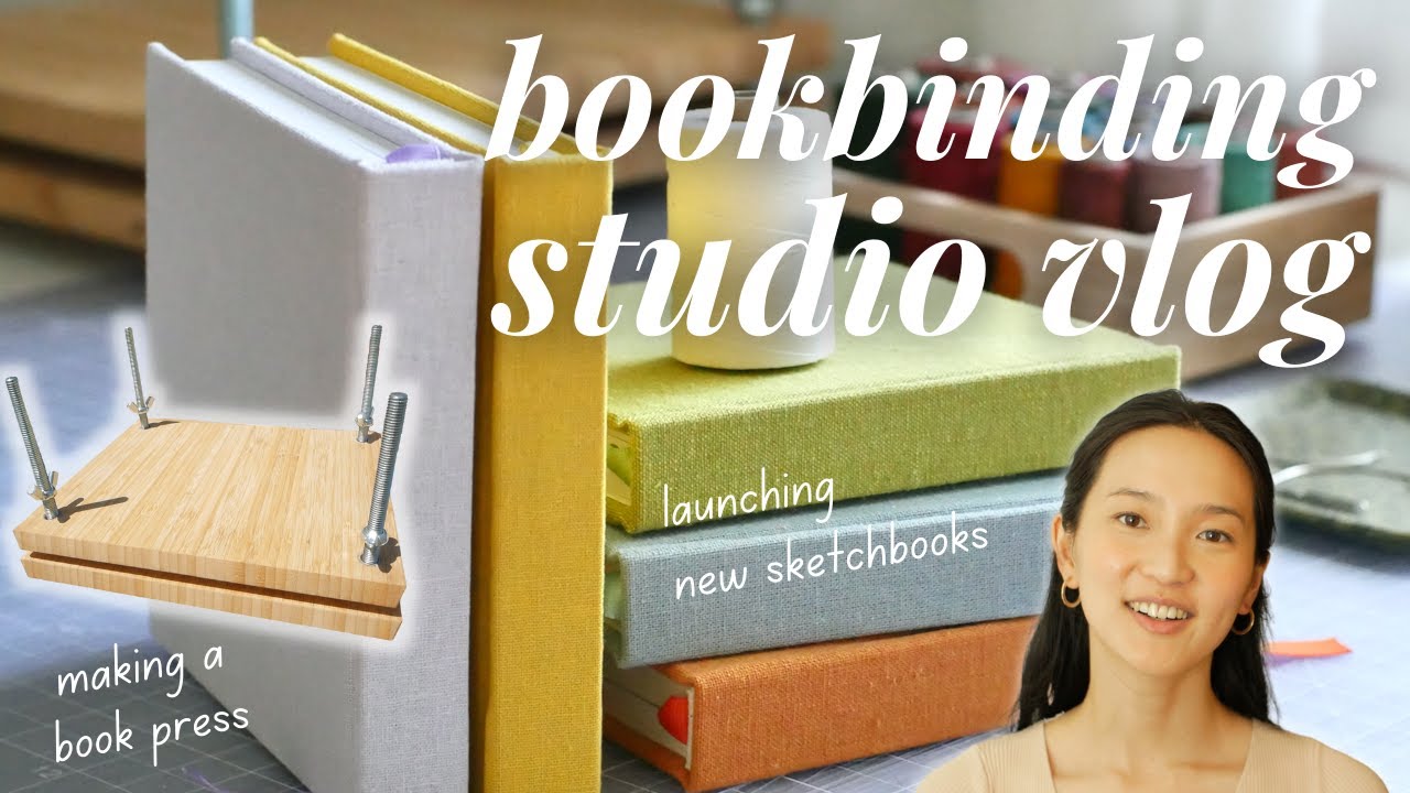 Bookbinding Studio Vlog 8 ✦ New sketchbook launch, making a book press with an IKEA chopping board