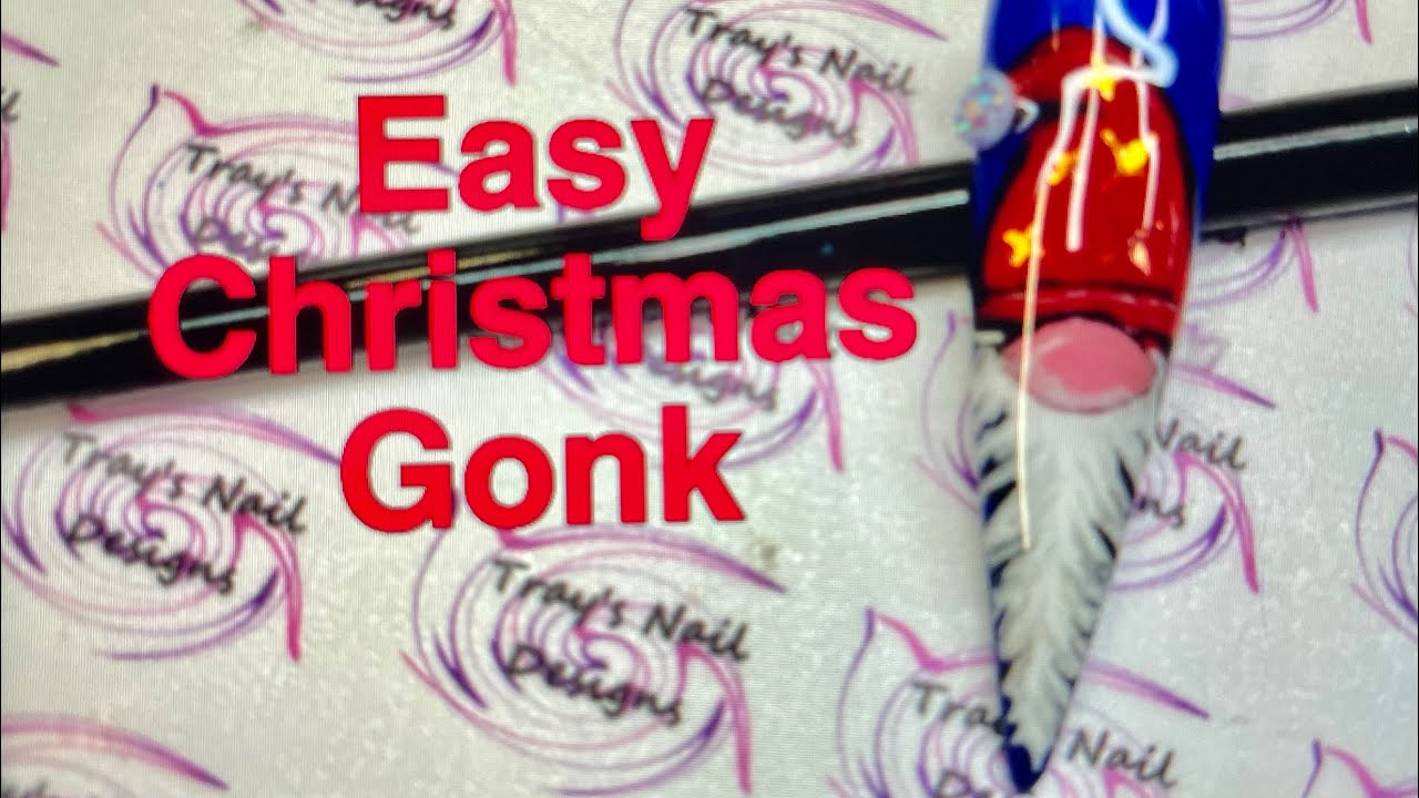 Easy Christmas GONK hand drawn Beginner Friendly Ghome NAIL ART CHRISTMAS Day 8