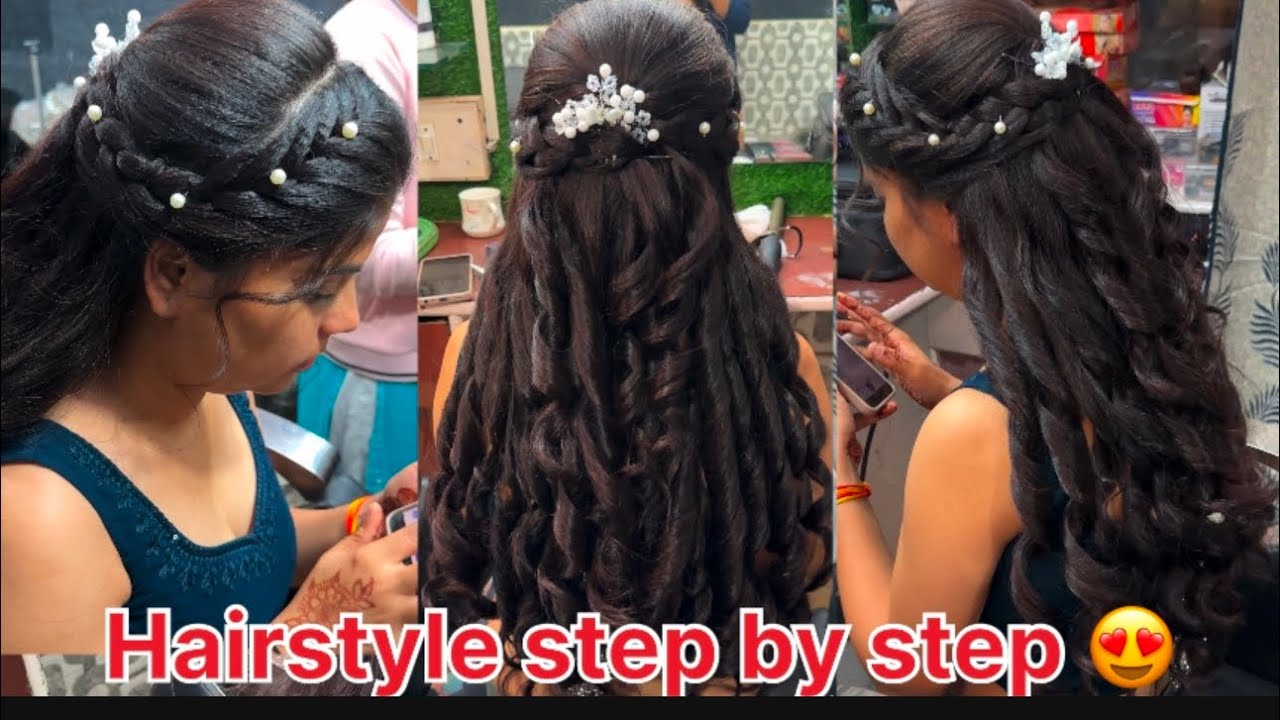 Trending hairstyle full tutorial step by step in Hindi 😍how to make party hairstyle l
