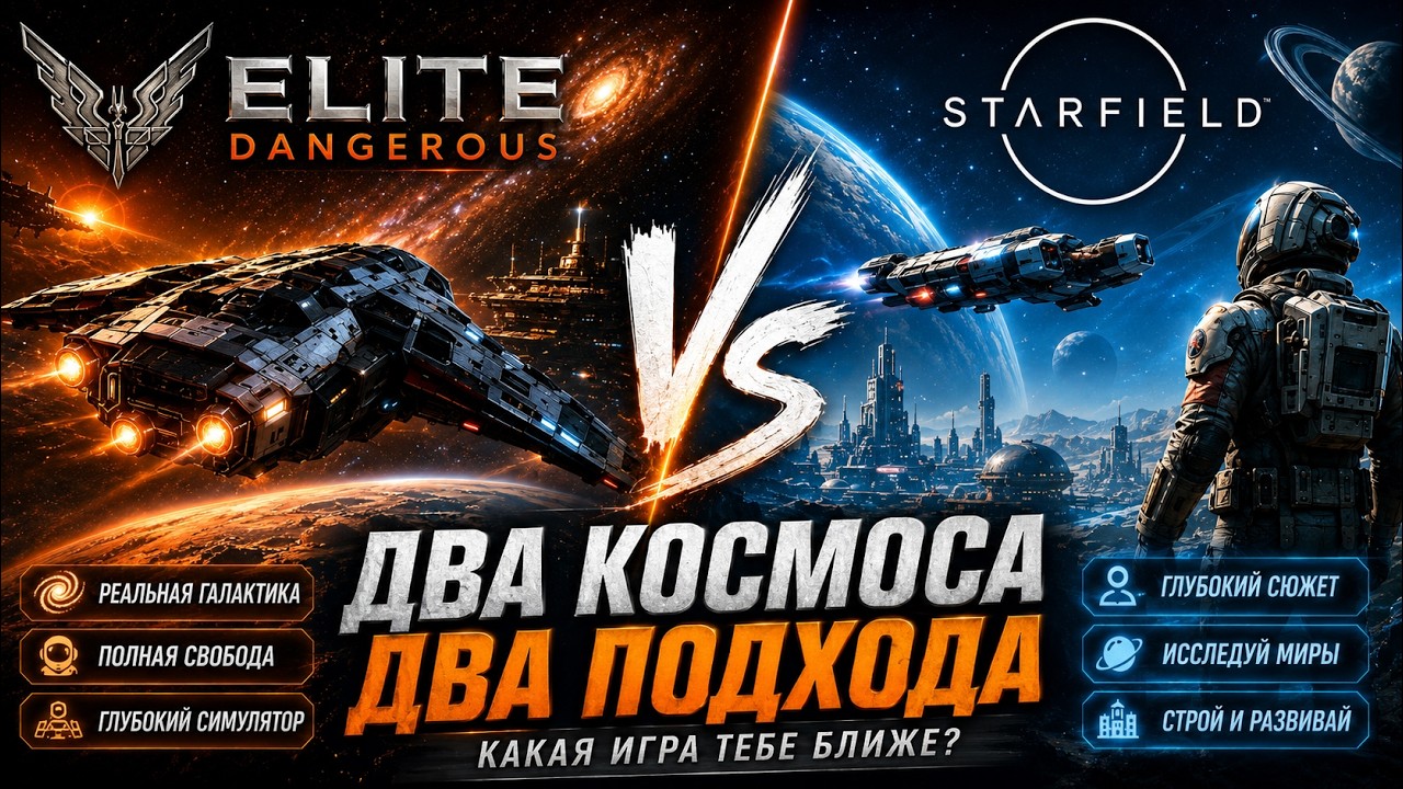 Не нужно сравнивать! Elite хорошая игра-симулятор космического корабля Starfield VS Elite Dangerous!