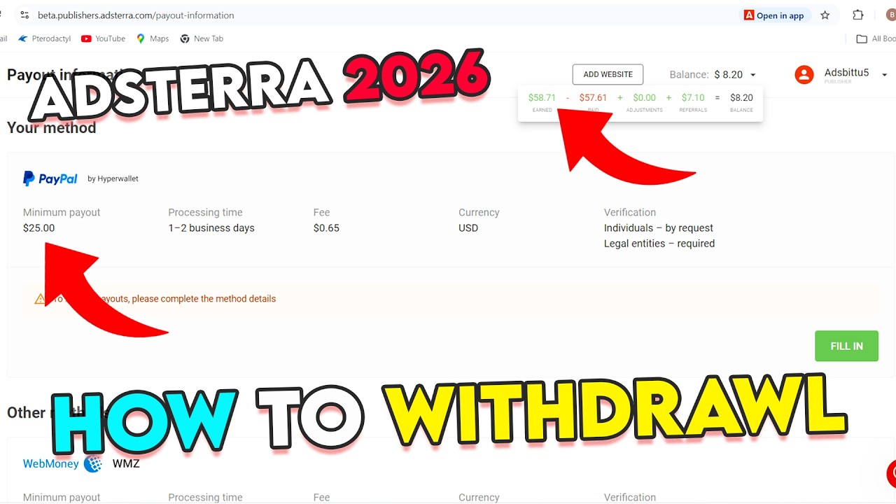 How To Withdraw Money From Adsterra with Live Proof 2026 | Adsterra High CPM Working Trick 🚀