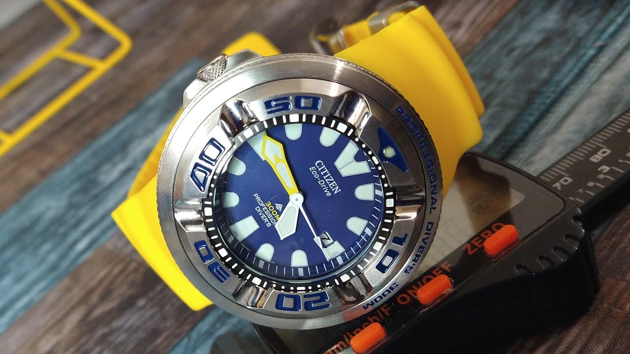 Citizen BJ8058-06L Promaster Dive Ecozilla с синим циферблатом и жёлтым ремешком