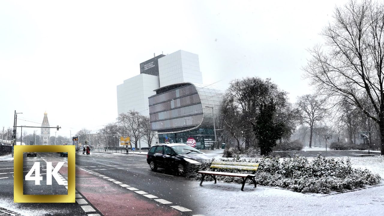 Leipzig Winter Walk in Snow | Peaceful Ambience | City Streets & Friedenspark 2025 - 4K & 60 fps