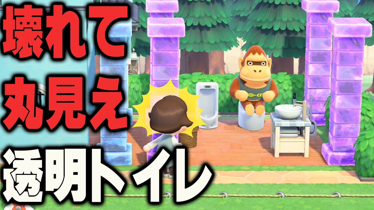 壊れて常に丸見え状態の透明トイレを作りました【あつまれどうぶつの森 ハッピーホームパラダイス】